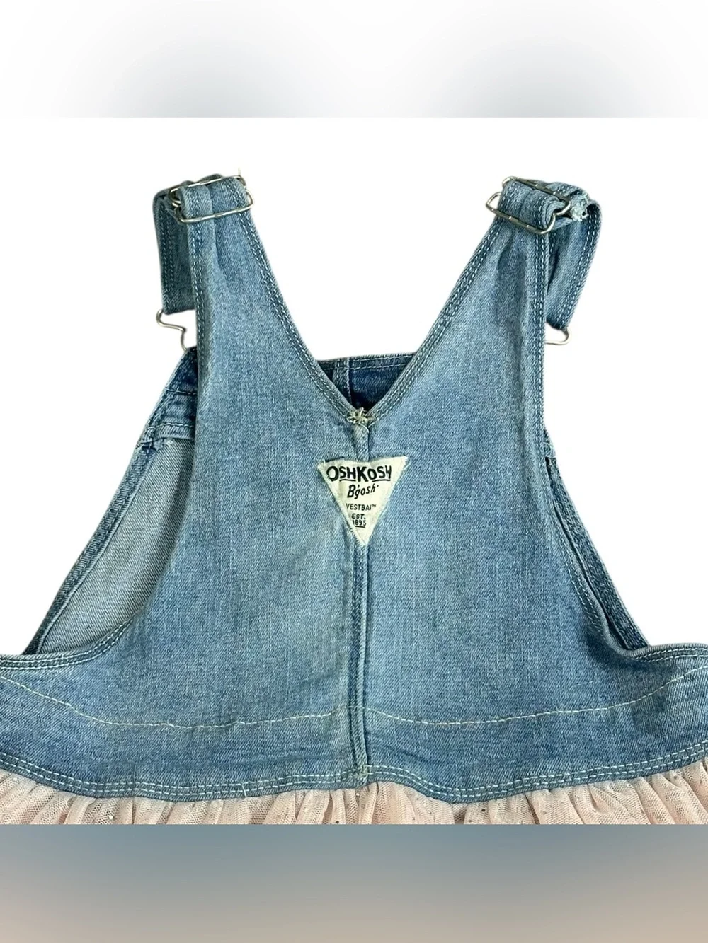 OshKosh B’gosh 4T Unicorn Denim Tulle Overall Dress Pink Sparkle Toddler Jumper